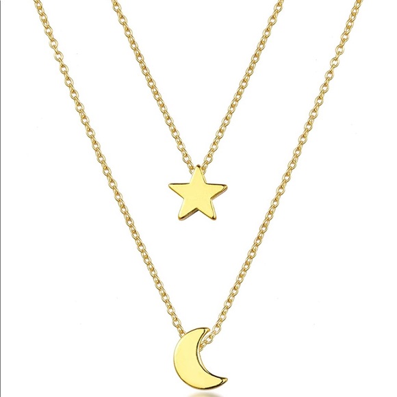 Jewelry - n e w ☆ gold star & moon necklace